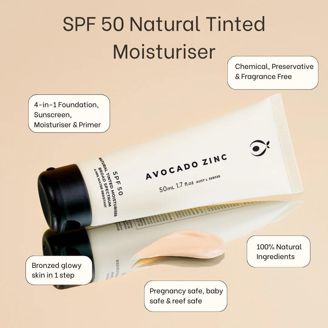 Avocado Zinc SPF 50 Natural Tinted Moisturiser